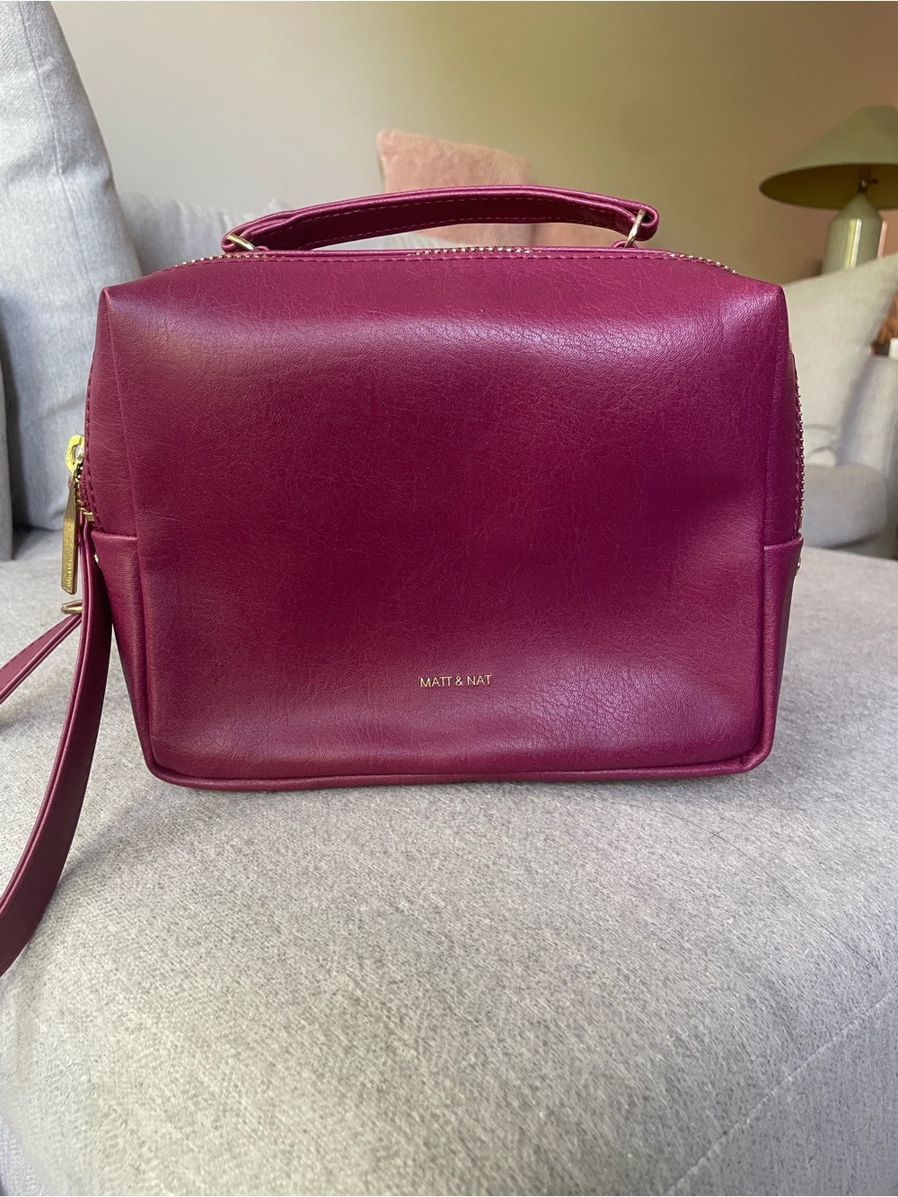 Matt & Nat Berry Plum Top-Handle Crossbody with Gold Hardware